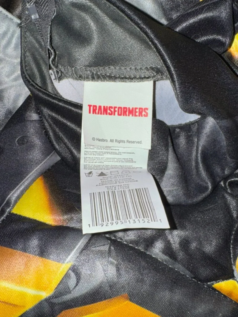 Boys Bumblebee Transformers Halloween Costume Size Large 10-12